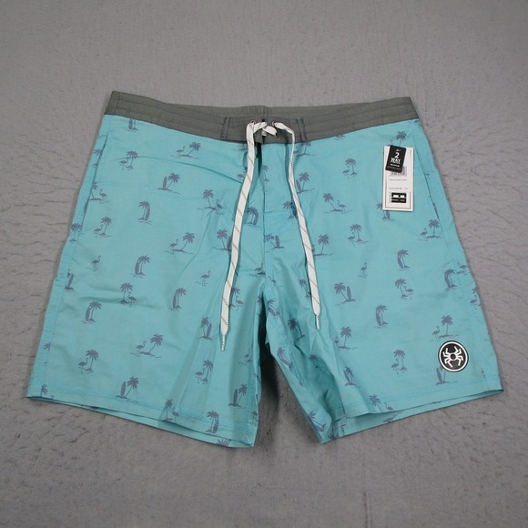 Spyder Other - Spyder Surf Mens Aqua Blue Tropical Flamingo Board Shorts Size 34 FIN1090 NEW